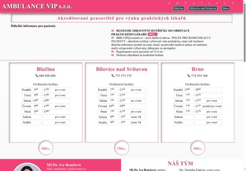 Zobrazit webové stránky Praktický lékař pro dospělé Ambulance VIP s.r.o. - MUDr. Iva Benešová