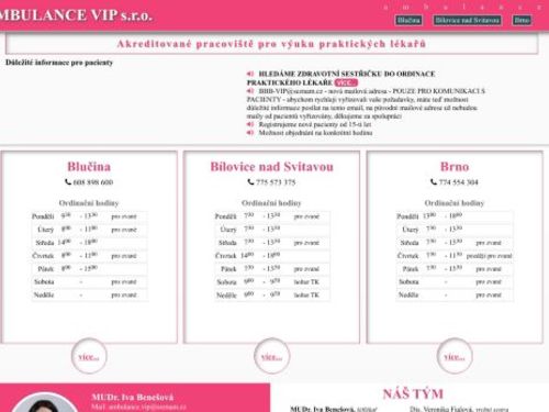 Praktický lékař pro dospělé Ambulance VIP s.r.o. - MUDr. Iva Benešová