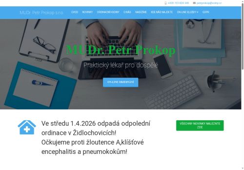 Zobrazit webové stránky Praktický lékař pro dospělé - MUDr. Petr Prokop