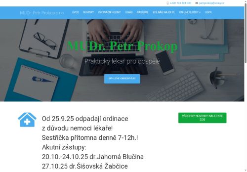 Zobrazit webové stránky Praktický lékař pro dospělé - MUDr. Petr Prokop
