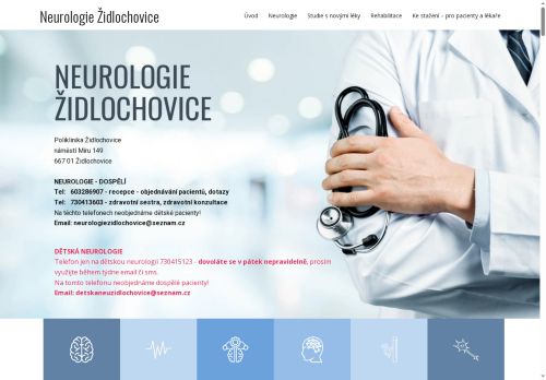 Zobrazit webové stránky Neurologická ambulance Neurologie Židlochovice - MUDr. Tomáš Kubelka, MUDr. Eduard Minks, Ph.D., MUDr. Mária Justanová, MUDr. Ivica Čechová, Ph.D., MUDr. Hana Karpatová, MUDr. Hana Streitová, doc. MUDr. Martin Pail, Ph.D.