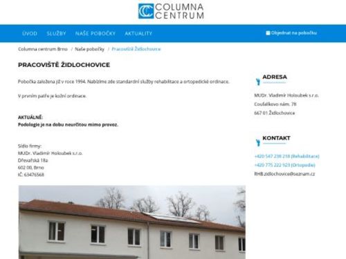 Rehabilitace Columna centrum - MUDr. Vladimír Holoubek