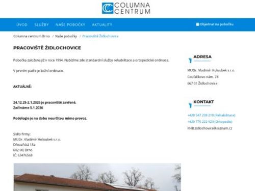 Ortopedická ambulance Columna centrum - MUDr. Vladimír Holoubek