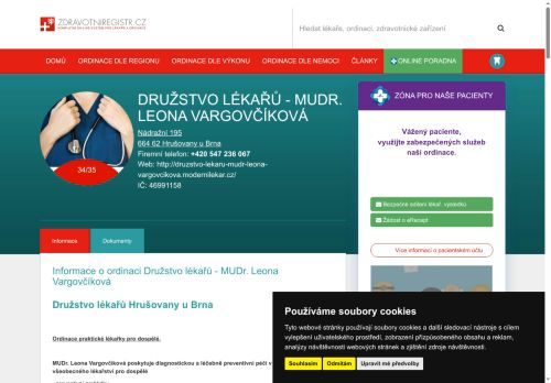 Zobrazit webové stránky Praktický lékař pro dospělé Družstvo lékařů - MUDr. Leona Vargovčíková