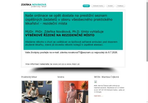 Zobrazit webové stránky Praktický lékař pro dospělé - MUDr. Zdeňka Nováková