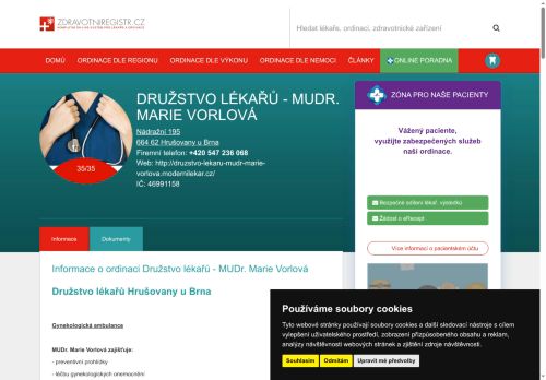 Zobrazit webové stránky Gynekologická ambulance Družstvo lékařů -  MUDr. Marie Vorlová
