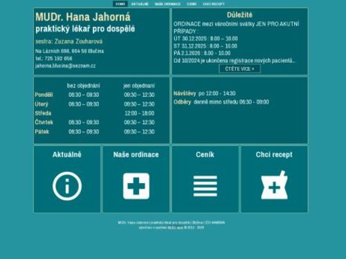 Praktický lékař pro dospělé - MUDr. Hana Jahorná