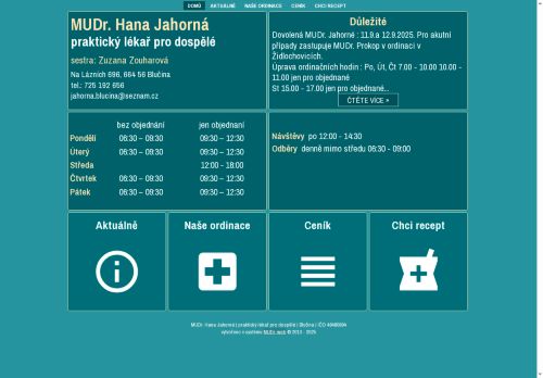 Zobrazit webové stránky Praktický lékař pro dospělé - MUDr. Hana Jahorná