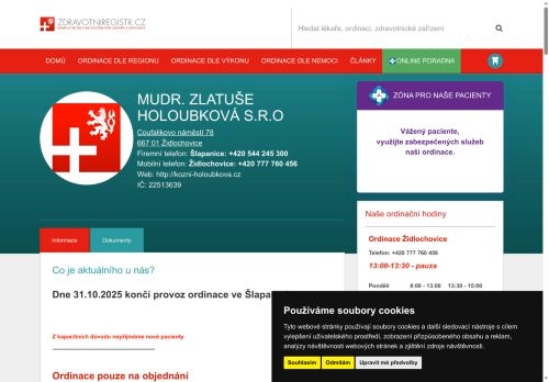 Zobrazit webové stránky Kožní ambulance - MUDr. Zlatuše Holoubková, MUDr. Olga Dolinová