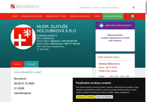 Zobrazit webové stránky Kožní ambulance - MUDr. Zlatuše Holoubková, MUDr. Olga Dolinová