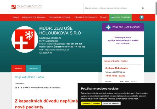 Zobrazit webové stránky Kožní ambulance - MUDr. Zlatuše Holoubková, MUDr. Olga Dolinová