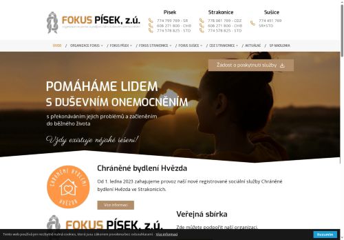 FOKUS - Písek, z.ú. nabízí práci na pozici PRACOVNÍK V SOCIÁLNÍCH SLUŽBÁCH v obci Sušice