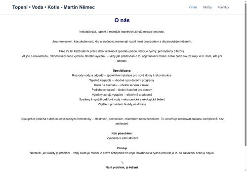 Zobrazit webové stránky Topení, voda, kotle Němec