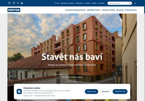 Webové stránky Hinton, a.s., Milovice