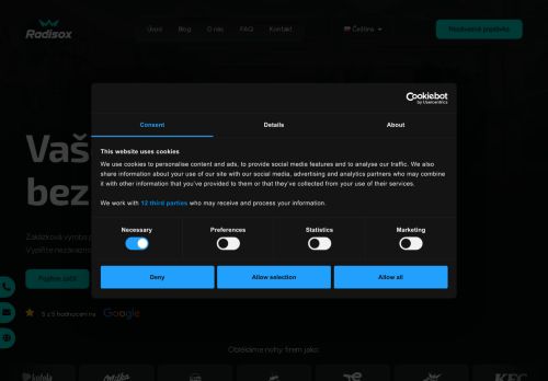 Webové stránky RADISOX s.r.o., Hořovice