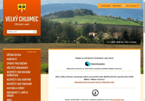 Zobrazit webové stránky Obecní úřad Velký Chlumec