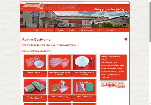Webové stránky Regina Obaly s.r.o., Nepomuk