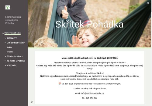Lesní mateřská škola skřítkaPohádky, o.s. nabízí práci na pozici pedagog v MŠ (m/ž) v obci Zvole