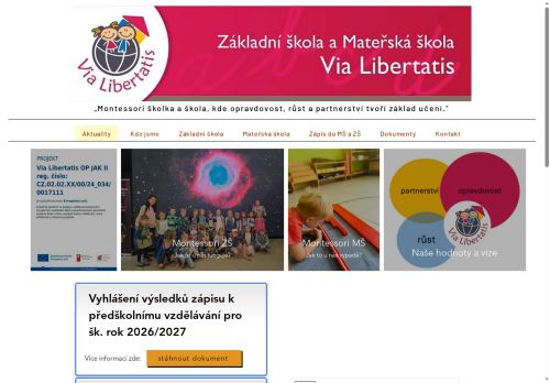 Základní škola a Mateřská škola VIA LIBERTATIS, z.ú. nabízí práci na pozici Učitelé v oblasti předškolní výchovy v obci Nelahozeves