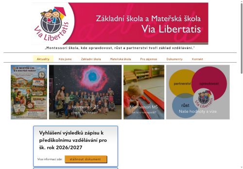 Webové stránky Základní škola a Mateřská škola VIA LIBERTATIS, z.ú., Nelahozeves