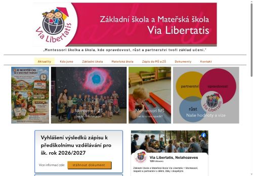 Základní škola a Mateřská škola VIA LIBERTATIS, z.ú. nabízí práci na pozici Učitelé v oblasti předškolní výchovy v obci Nelahozeves