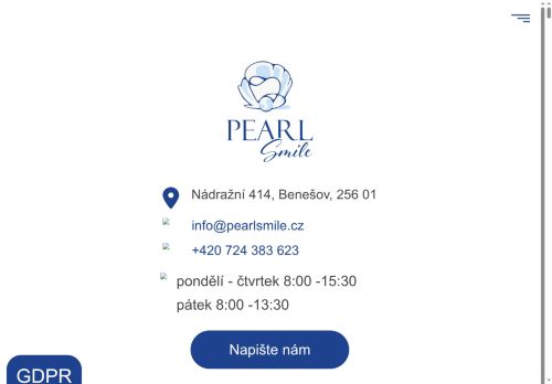 Webové stránky Pearl smile s.r.o., Benešov