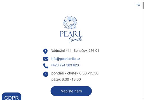 Webové stránky Pearl smile s.r.o., Benešov
