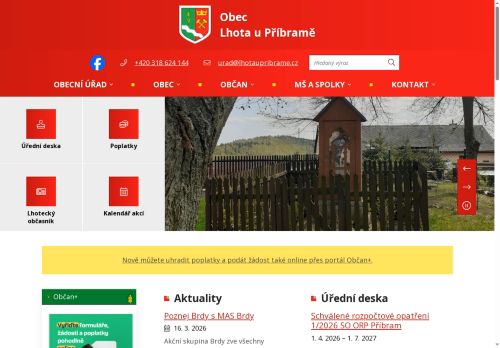 Zobrazit webové stránky Obecní úřad Lhota u Příbramě