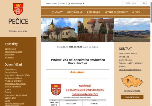 Zobrazit webové stránky Obecní úřad Pečice