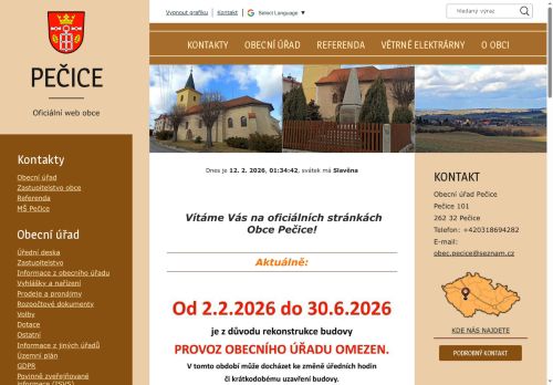 Zobrazit webové stránky Obecní úřad Pečice