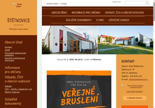 Zobrazit webové stránky Obecní úřad Štětkovice