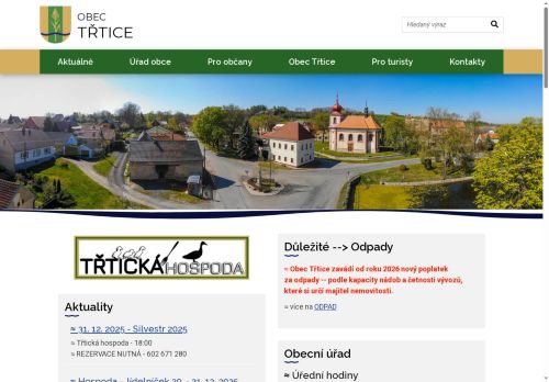 Obec Třtice nabízí práci na pozici Číšník/servírka v obci Třtice