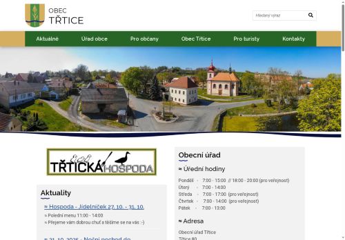 Obec Třtice nabízí práci na pozici Pomocný kuchař/ka v obci Třtice