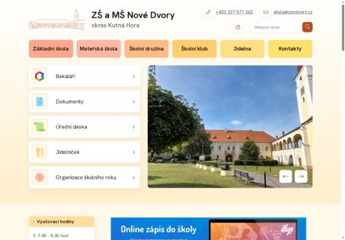 Webové stránky Základní škola a Mateřská škola Nové Dvory, okres Kutná Hora, Nové Dvory