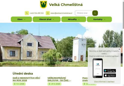 Zobrazit webové stránky Obecní úřad Velká Chmelištná