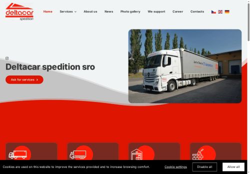 Webové stránky DELTACAR spedition s.r.o., Mladá Boleslav