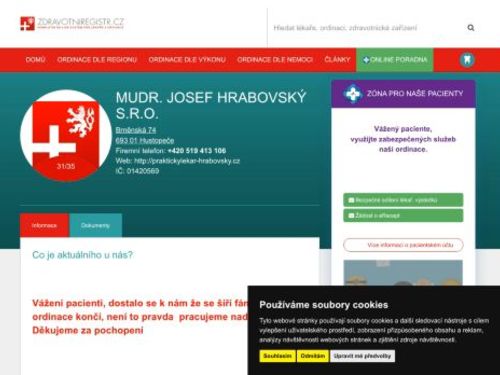Praktický lékař pro dospělé - MUDr. Josef Hrabovský