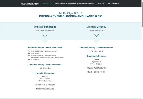 Zobrazit webové stránky Interní ambulance - MUDr. Olga Křížová