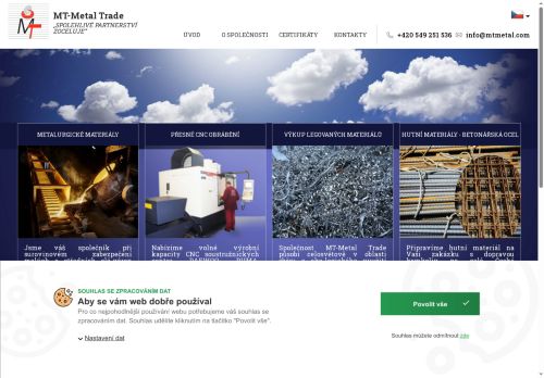 Webové stránky MT-Metal Trade, s.r.o., Adamov