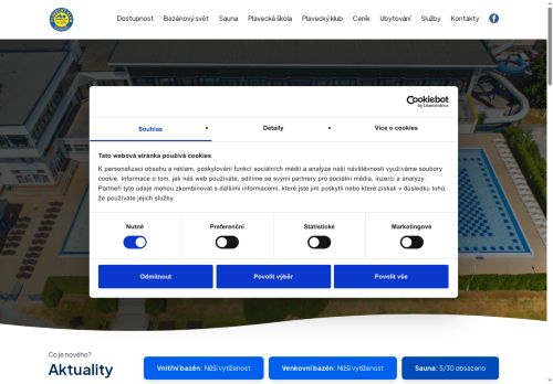 Zobrazit webové stránky Bazén Slovany - Plavecký areál města Plzně