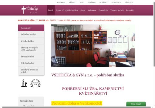 Zobrazit webové stránky Pohřební služba Všetečka & syn