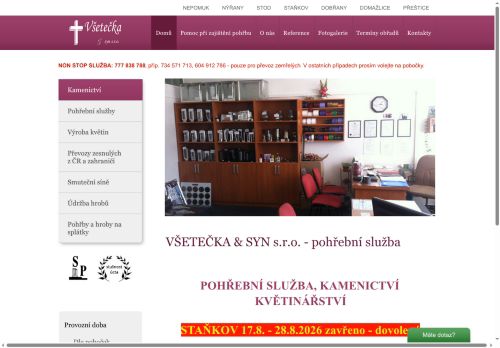 Zobrazit webové stránky Pohřební služba Všetečka & syn