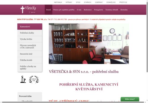 Zobrazit webové stránky Pohřební služba Všetečka & syn