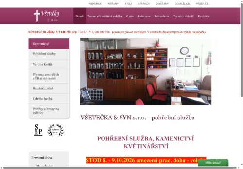 Zobrazit webové stránky Pohřební služba Všetečka & syn