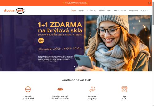 Webové stránky dioptra optik, s.r.o., Plzeň
