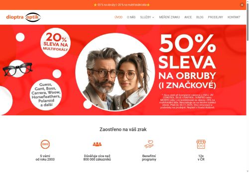 Webové stránky dioptra optik, s.r.o., Plzeň