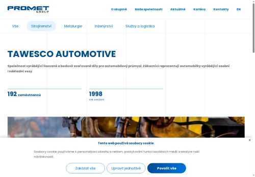 Webové stránky Tawesco Automotive s.r.o., Pečky