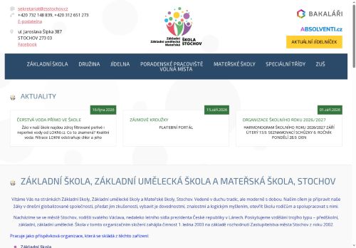 Základní škola, Základní umělecká škola a Mateřská škola, Stochov nabízí práci na pozici Učitel/ka 2. stupně ZŠ - TV, AJ v obci Stochov
