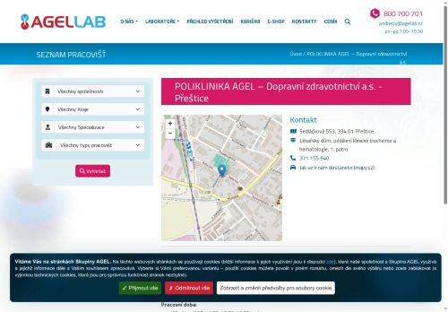 Zobrazit webové stránky Odběrová laboratoř Poliklinika AGEL