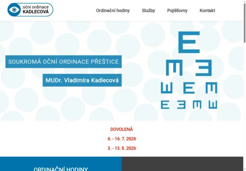 Zobrazit webové stránky Oční ordinace - MUDr. Vladimíra Kadlecová
